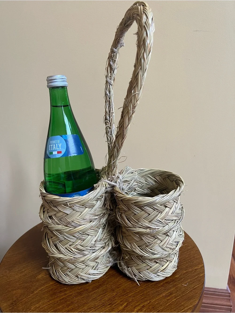 Esparto Grass Wine Holder Handwoven in Spain Natural Beige Khaki
